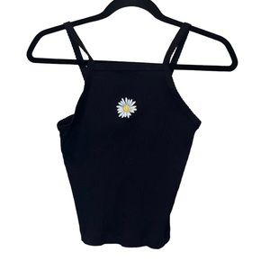 Wild Fable Daisy Embroidered Ribbed Tank Top Size Small